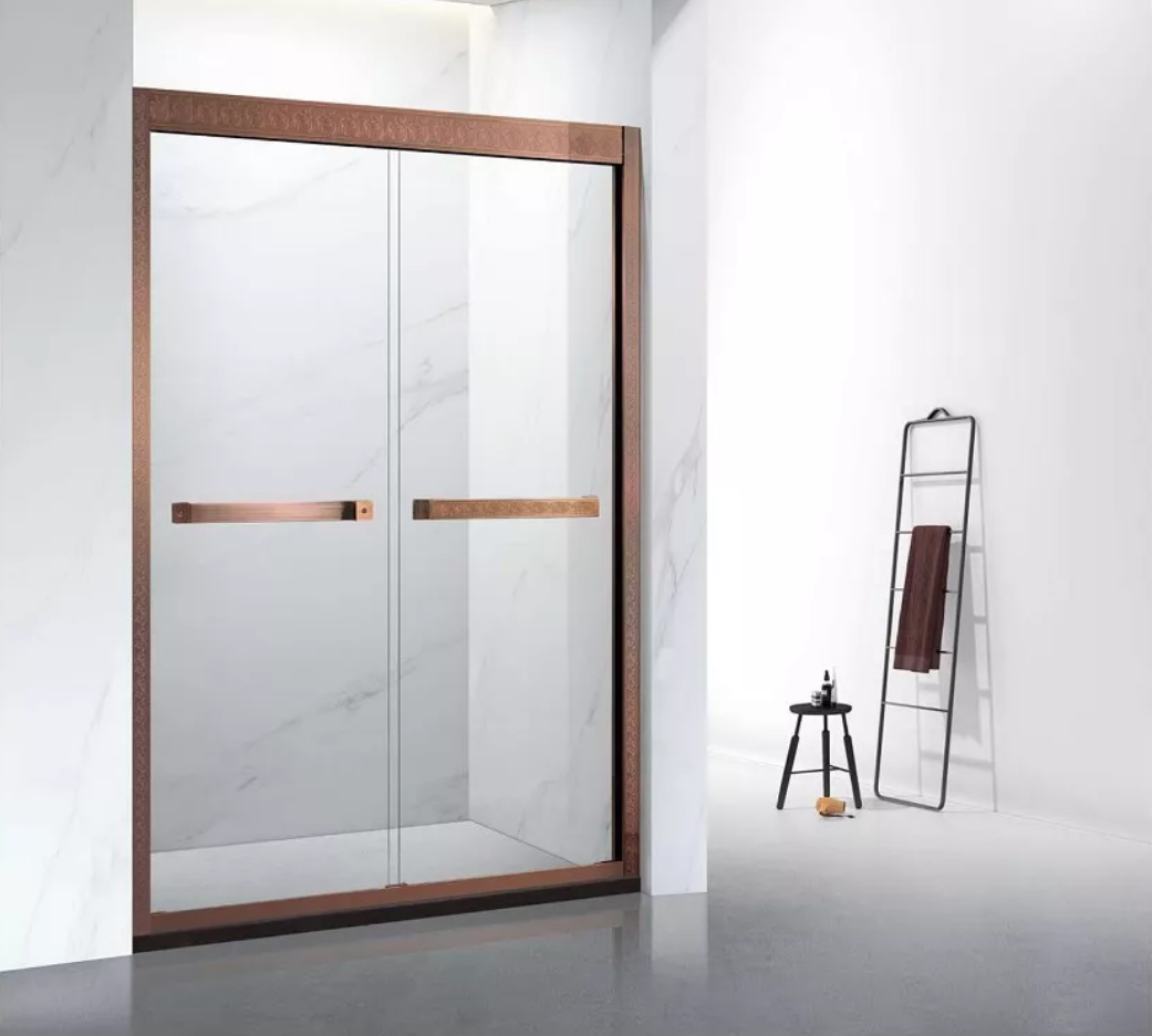 MX-865 Brushed Red Copper Etching Shower Screen